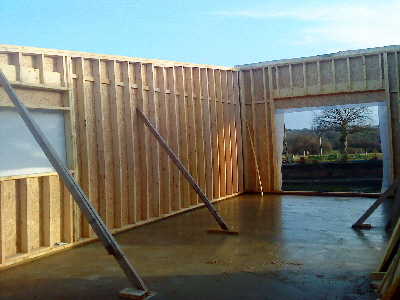 Mur ossature bois, avec panneau de contreventement en OSB