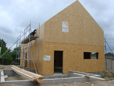 Mur pignon en ossature bois, vue ext�rieure