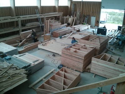 Pr�fabrication des cabanons en atelier